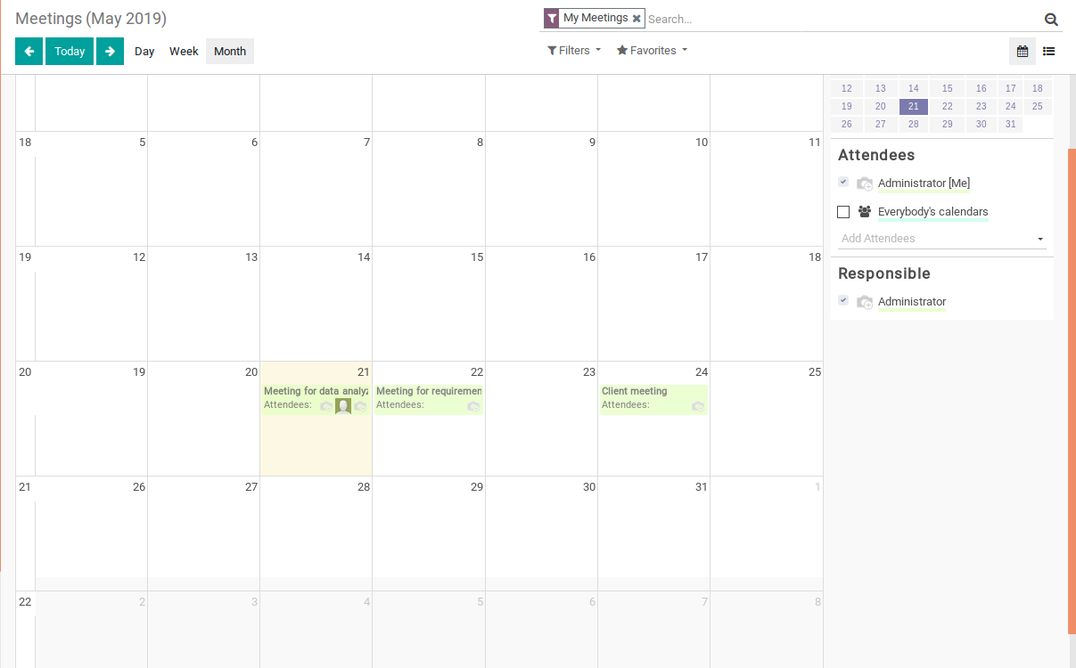 Is it easy to manage appointments and events using Odoo ERP Calendar Module