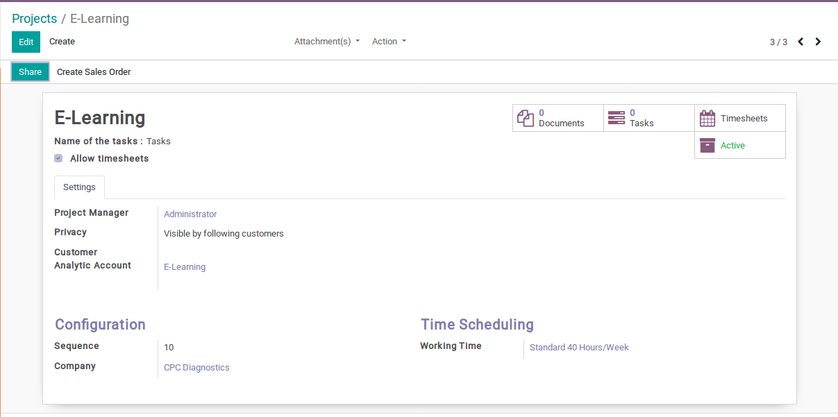 Employee Timesheet handled by Odoo ERP